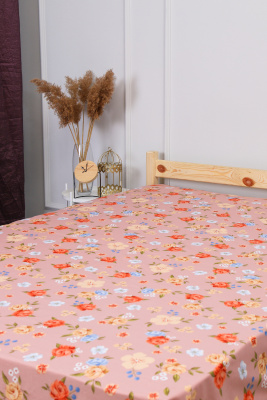 Простыня на резинке поплин Полька светло-коричневый